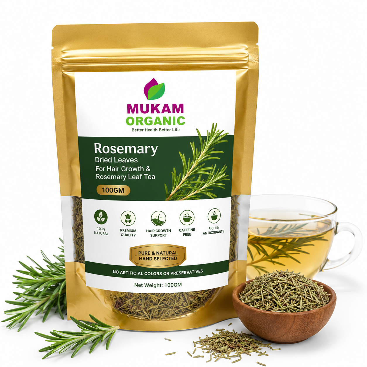 Rosemary Dried Leaves For Hair Growth & Rosemary Leaf Tea 100GM