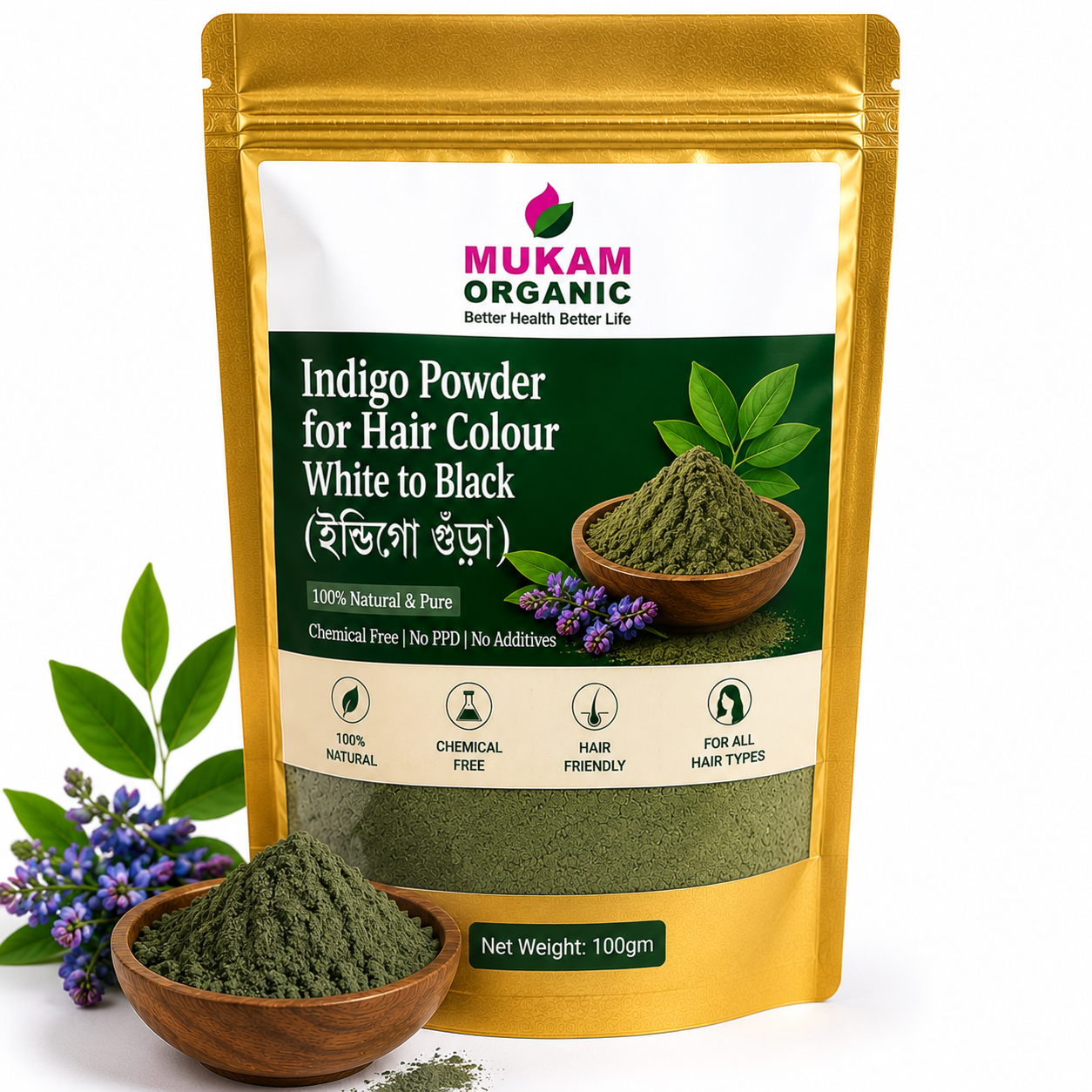 Indigo powder for hair Colour white to black
